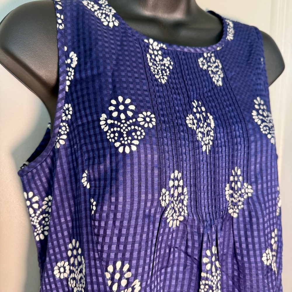 Madewell | Silk-Cotton Midi Dress | Boho | Minimalist | Navy Block Print | S - Picture 2 of 8